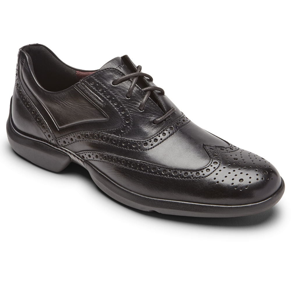 Zapatos Con Cordones Rockport Hombre Mexico - Total Motion Advance Wingtip Negros - VPBHA8540